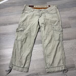 ROCK REVIVAL Pants CARGO Womens 32X23 Sage Brown Casual Drawstring Ankle Outdoor